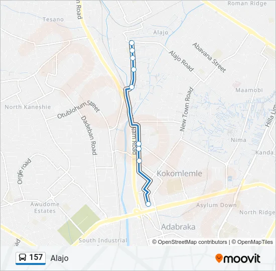 157 Bus Line Map