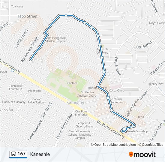 167 Bus Line Map