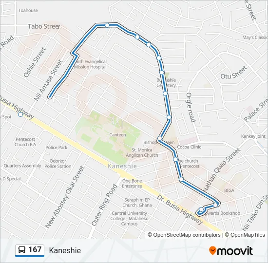 167 Bus Line Map