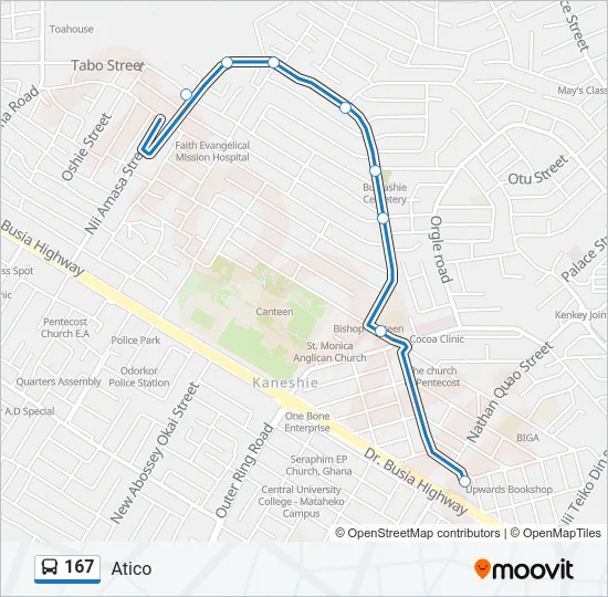 167 Bus Line Map