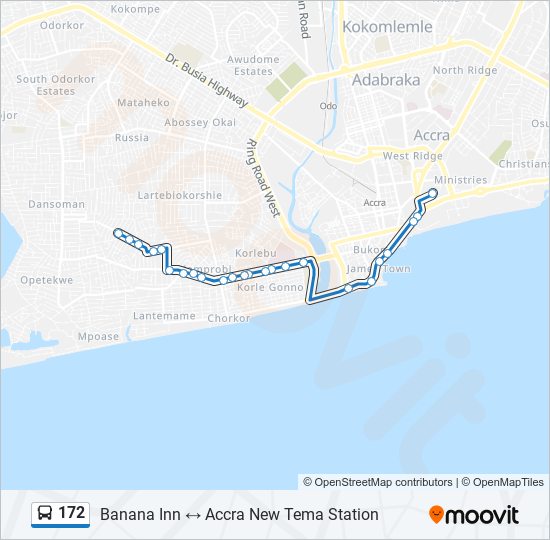 172 bus Line Map