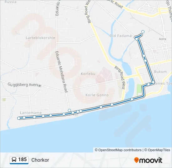 185 Bus Line Map