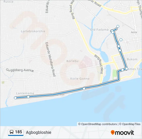 185 Bus Line Map