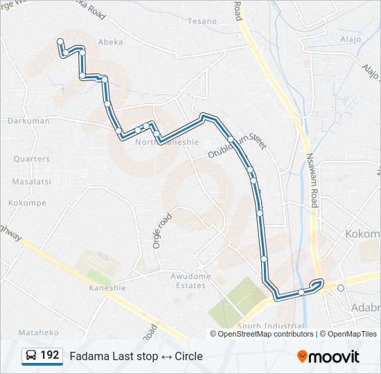 192 Bus Line Map