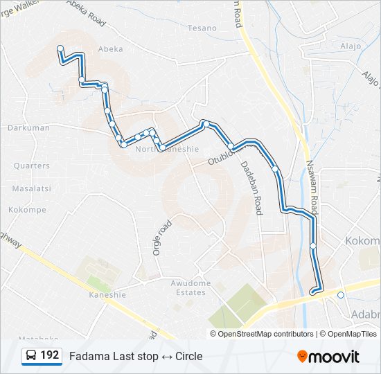 192 bus Line Map