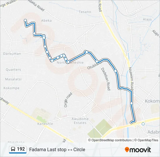 192 Bus Line Map