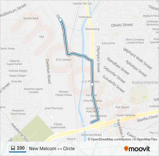 200 Bus Line Map