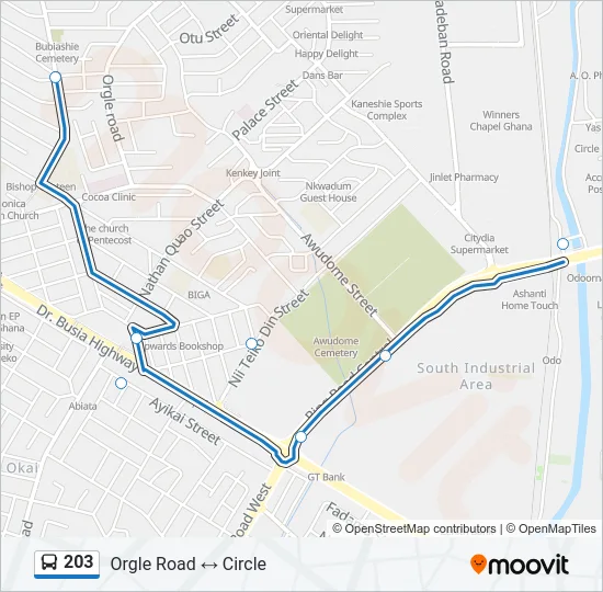 203 Bus Line Map