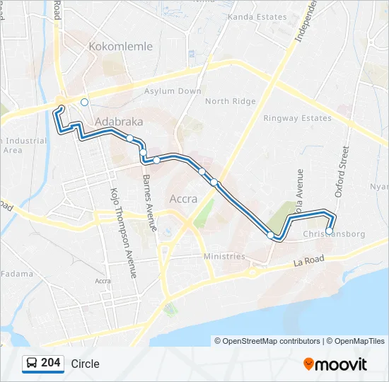 204 Bus Line Map