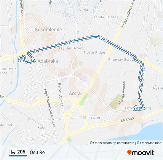 205 Bus Line Map