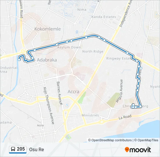 205 Bus Line Map