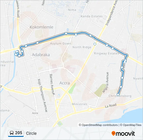 205 Bus Line Map