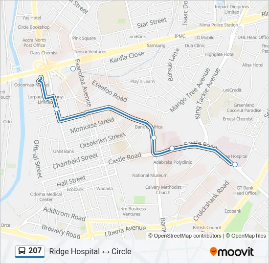 207 Bus Line Map