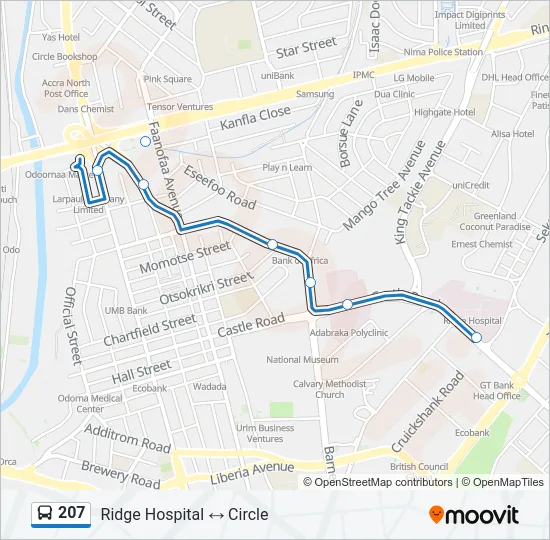 207 Bus Line Map