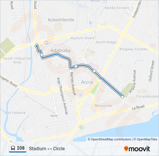 208 bus Line Map