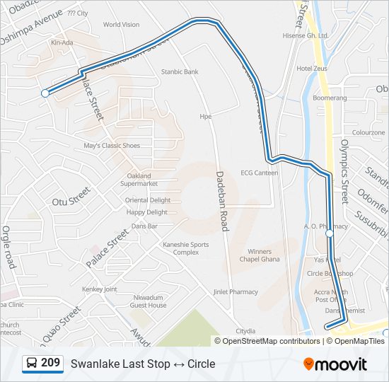 209 Bus Line Map