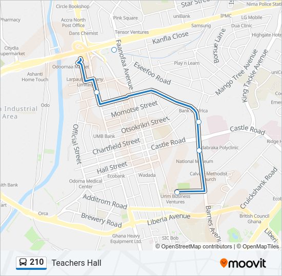 210 bus Line Map