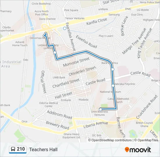 210 Bus Line Map