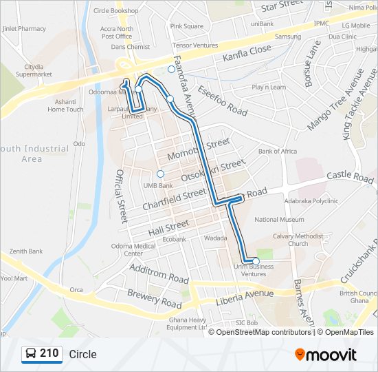 210 Bus Line Map