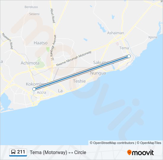 211 Bus Line Map