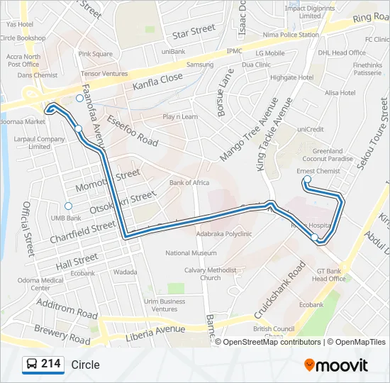 214 Bus Line Map