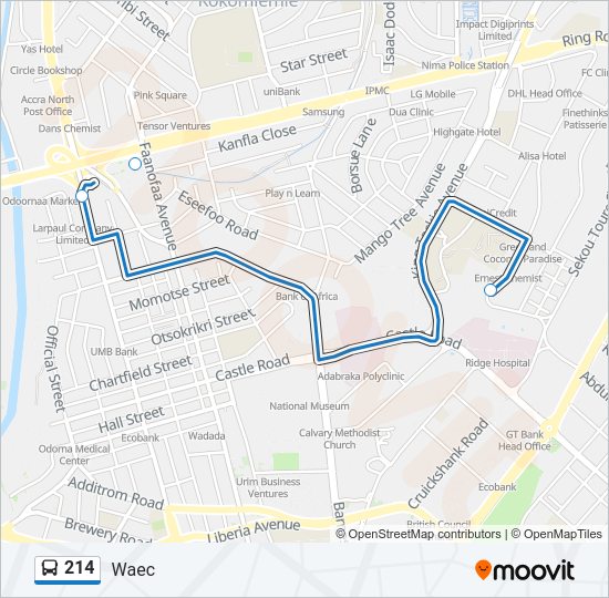 214 Bus Line Map