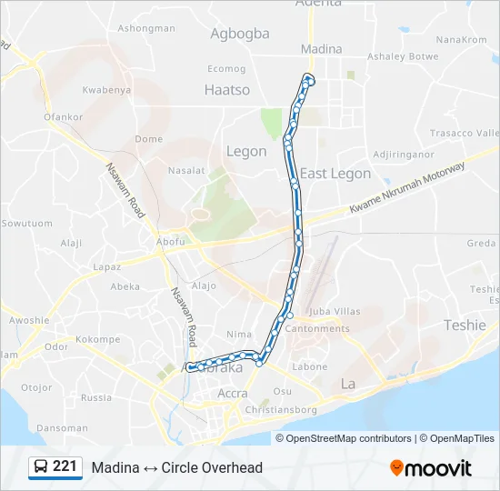 221 Bus Line Map