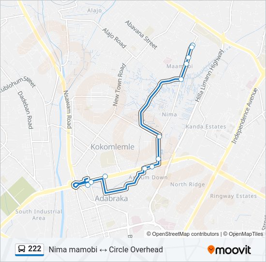 222 bus Line Map