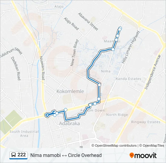 222 Bus Line Map