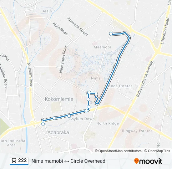 222 Bus Line Map