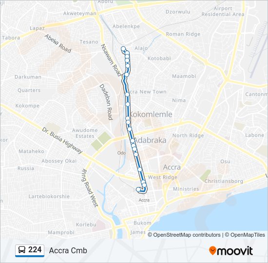 224 Bus Line Map