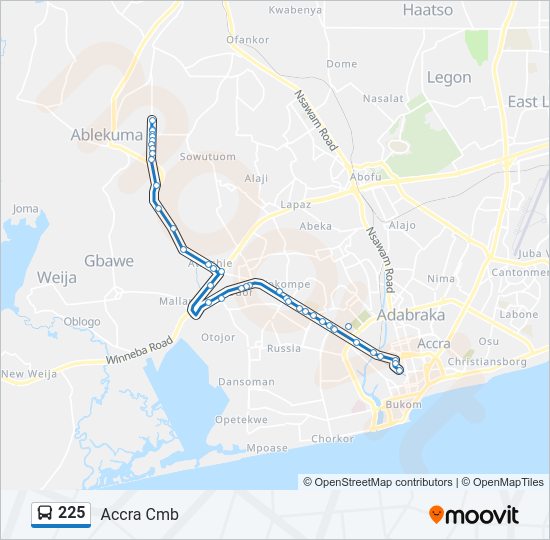 225 Bus Line Map