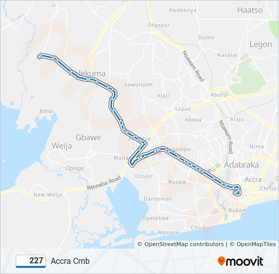 227 bus Line Map