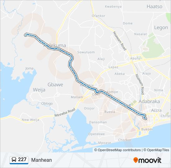 227 bus Line Map