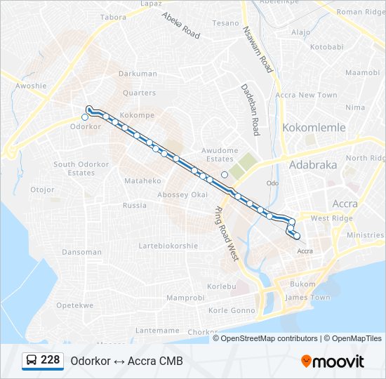 228 bus Line Map