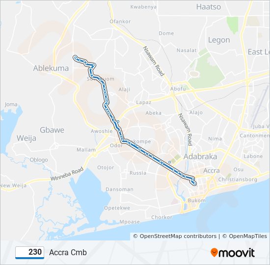 230 bus Line Map