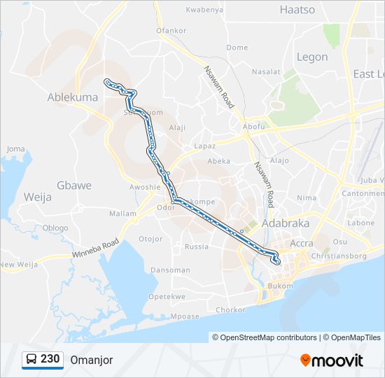 230 Bus Line Map