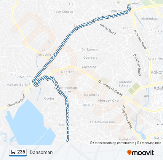 235 bus Line Map