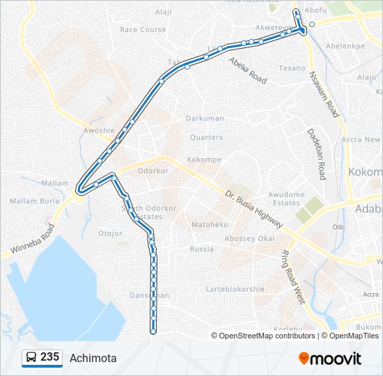 235 bus Line Map