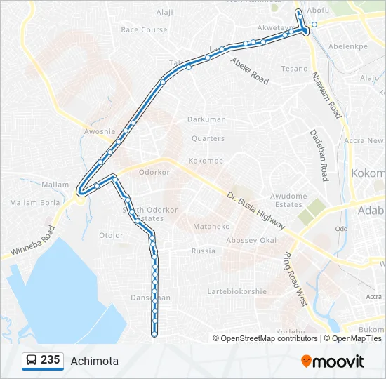 235 Bus Line Map
