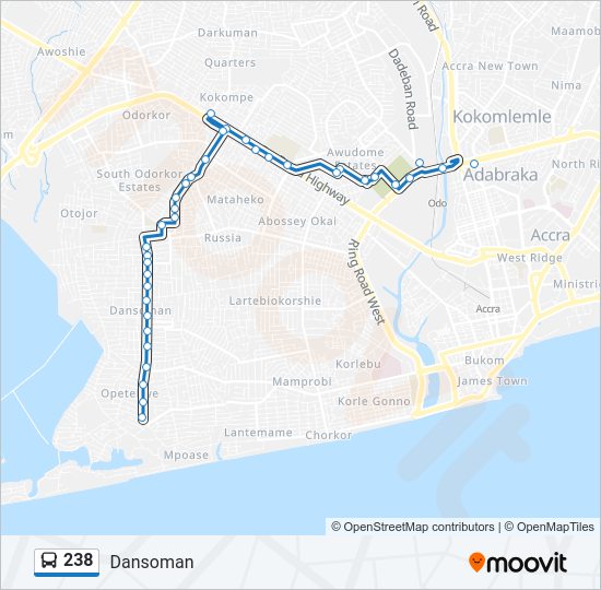 238 Bus Line Map