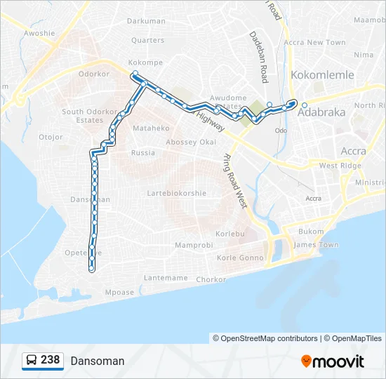 238 Bus Line Map