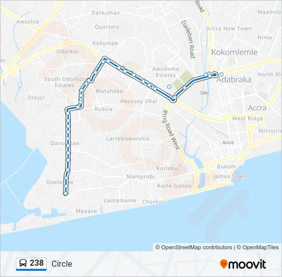 238 Bus Line Map