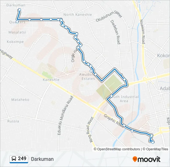 249 Bus Line Map
