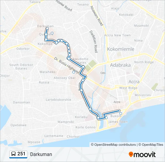 251 Bus Line Map