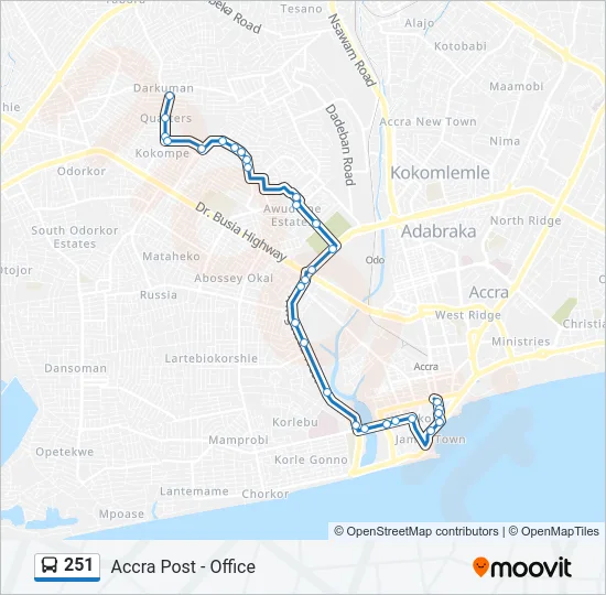 251 Bus Line Map
