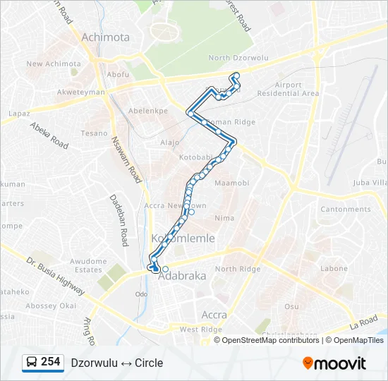 254 Bus Line Map