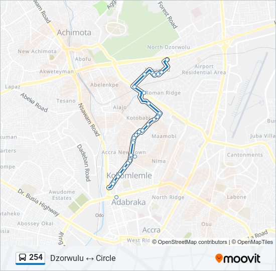 254 Bus Line Map