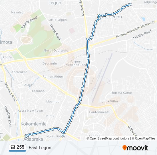 255 Bus Line Map