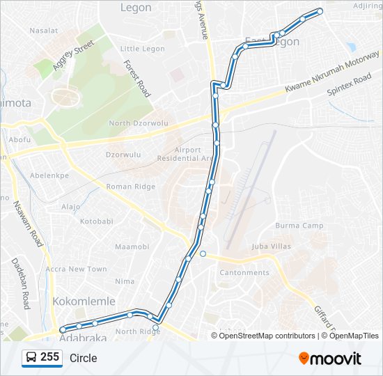 255 bus Line Map